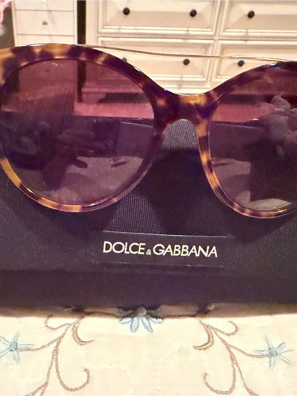 Dolce & Gabbana Tortoiseshell Frame Sunglasses with Brown Lenses